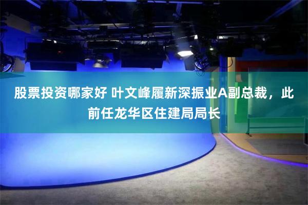 股票投资哪家好 叶文峰履新深振业A副总裁，此前任龙华区住建局局长