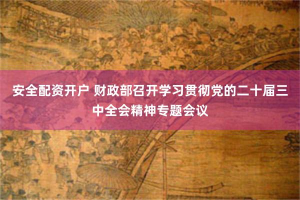 安全配资开户 财政部召开学习贯彻党的二十届三中全会精神专题会议