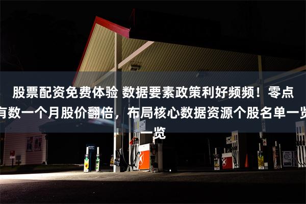 股票配资免费体验 数据要素政策利好频频！零点有数一个月股价翻倍，布局核心数据资源个股名单一览