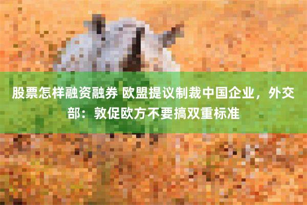 股票怎样融资融券 欧盟提议制裁中国企业，外交部：敦促欧方不要搞双重标准