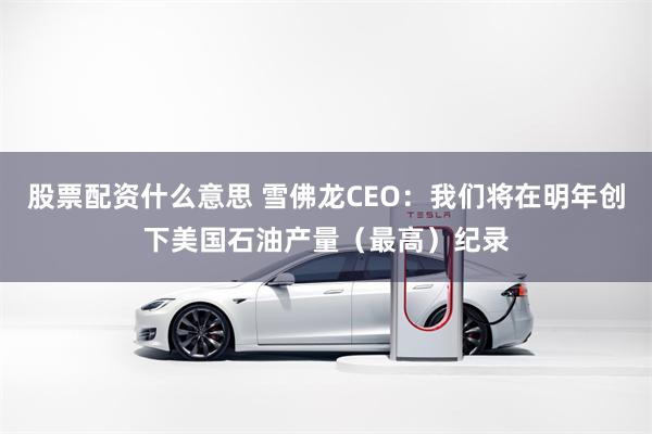 股票配资什么意思 雪佛龙CEO：我们将在明年创下美国石油产量（最高）纪录